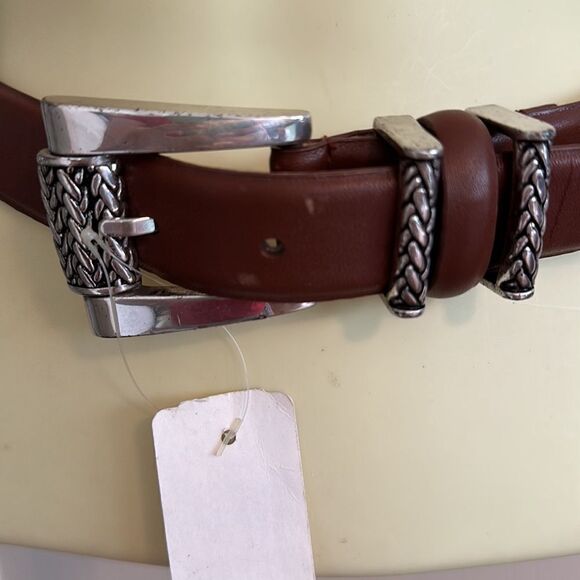 NWT Millennium brown leather belt with silver buckle - Picture 2 of 6